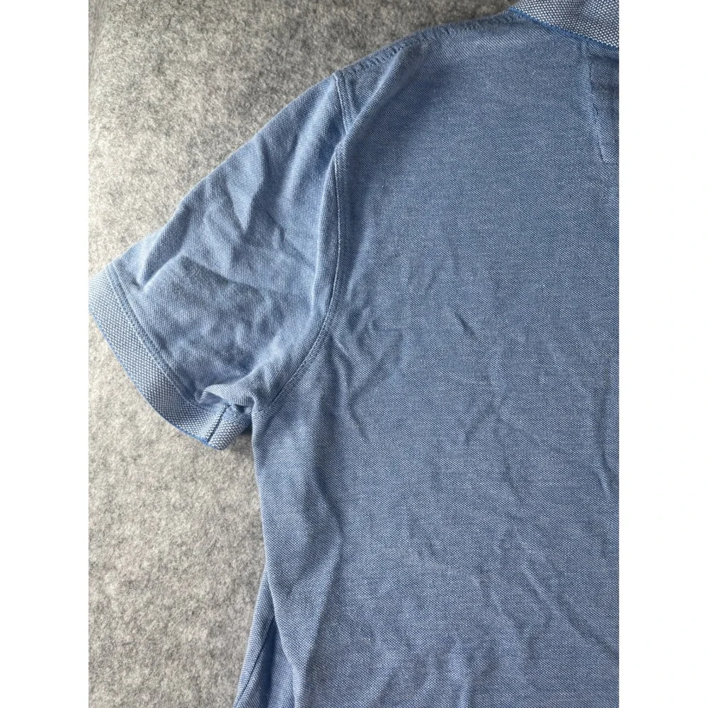 Banana Republic Mens Organic Cotton Pique Polo Shirt Blue Elephant Logo Large